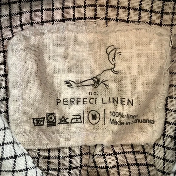 notPERFECTLINEN MARLE Small Checks Linen Button Shirt M-Never Worn - Picture 2 of 3
